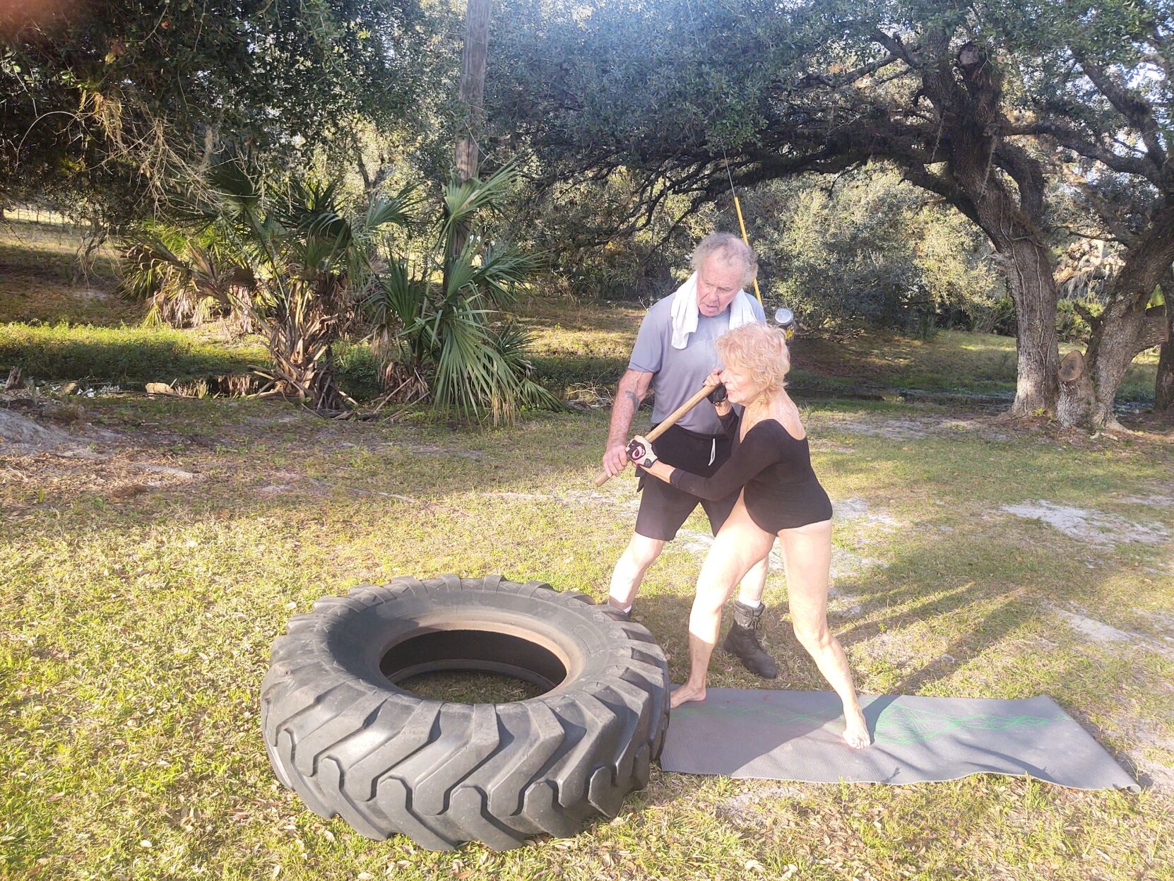 Yoga For Life Feb 3 tire and sledgehammer